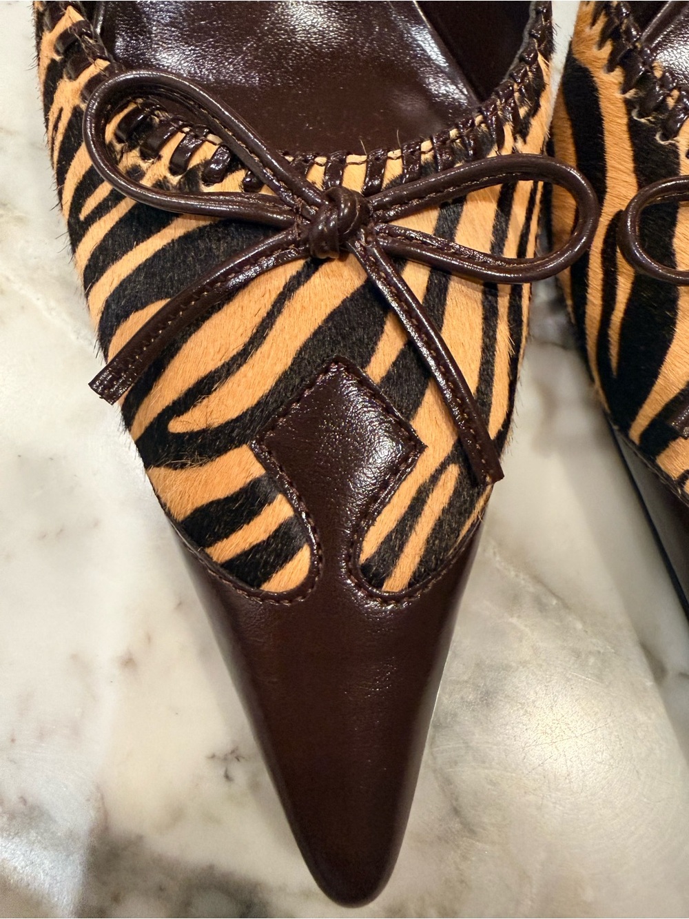 Jeffrey Campbell Clara B-F Tan Brown Zebra-Print Pointed Mule Heel $195 Nib - Picture 6 of 13